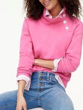 J. Crew Pink Button-Shoulder Turtleneck Sweater
